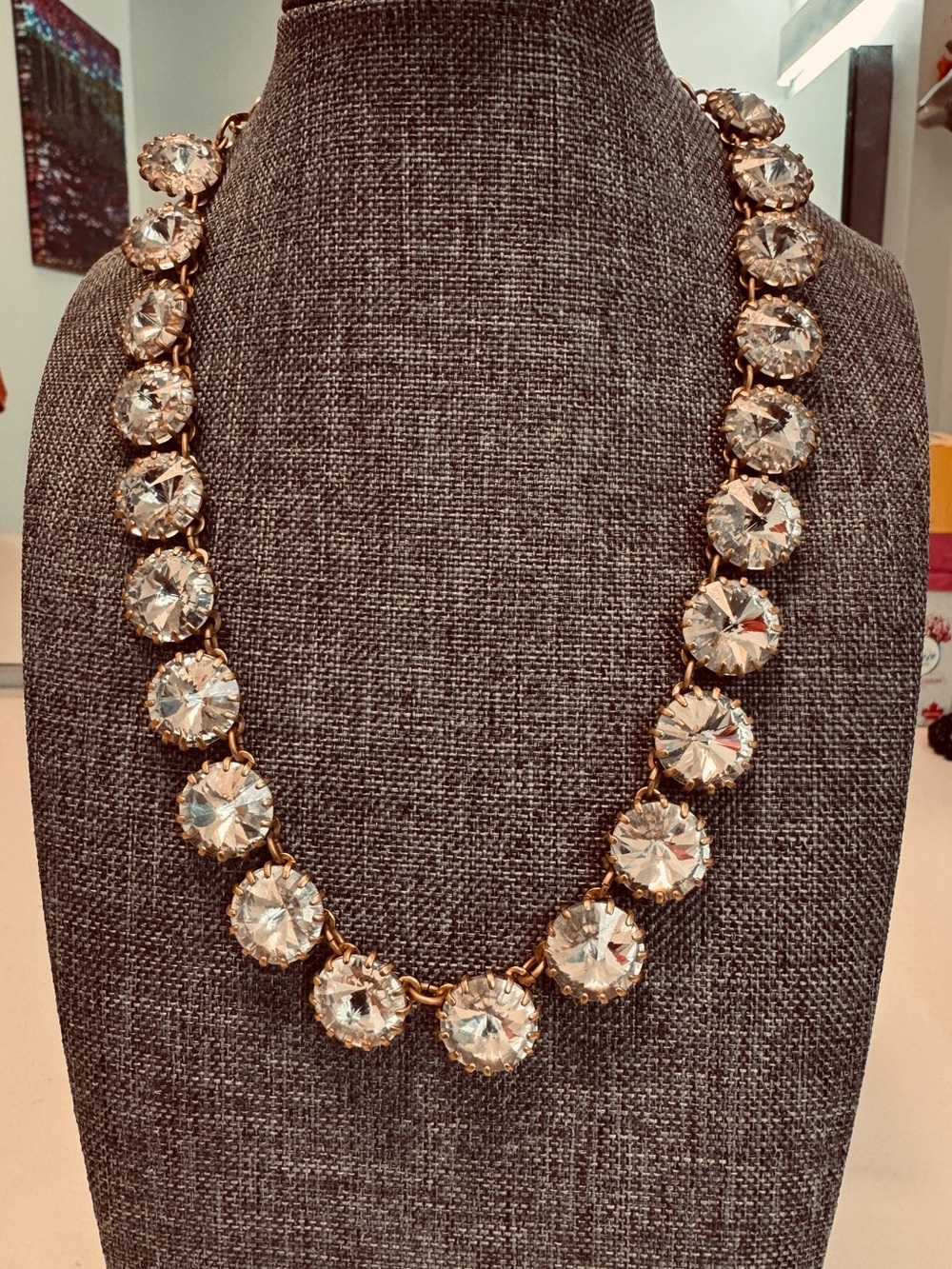 J. Crew Gold-Tone Necklace with Clear Crystal Rounds (Anna Wintour style)